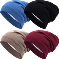 women's satin lined sleep cap slouchy beanie hat night hair cap set of 4 logo