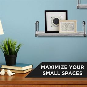 img 2 attached to 📚 Halter Floating Shelves: Stylish Gray Wood Wall Mounted Storage Set for Living Room, Bedroom, and Kitchen