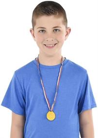 img 1 attached to 🏅 ArtCreativity Gold Prize Medal Set of 12 on Ribbon Necklaces - Olympic Style Metal Winner Awards for Kids in Sports, Talent Shows, Spelling Bees - Gymnastic Birthday Party Favors