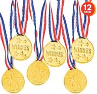 🏅 artcreativity gold prize medal set of 12 on ribbon necklaces - olympic style metal winner awards for kids in sports, talent shows, spelling bees - gymnastic birthday party favors логотип