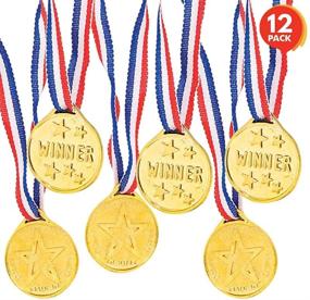 img 4 attached to 🏅 ArtCreativity Gold Prize Medal Set of 12 on Ribbon Necklaces - Olympic Style Metal Winner Awards for Kids in Sports, Talent Shows, Spelling Bees - Gymnastic Birthday Party Favors