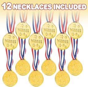 img 3 attached to 🏅 ArtCreativity Gold Prize Medal Set of 12 on Ribbon Necklaces - Olympic Style Metal Winner Awards for Kids in Sports, Talent Shows, Spelling Bees - Gymnastic Birthday Party Favors