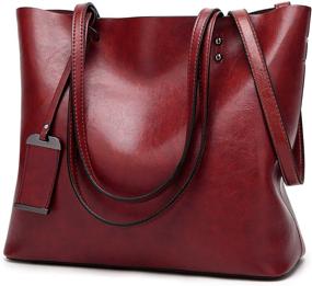 img 4 attached to 👜 Stylish Obosoyo Women Shoulder Tote: Wine Red Hobo Handbag with Top Handle and Messenger Purse Design