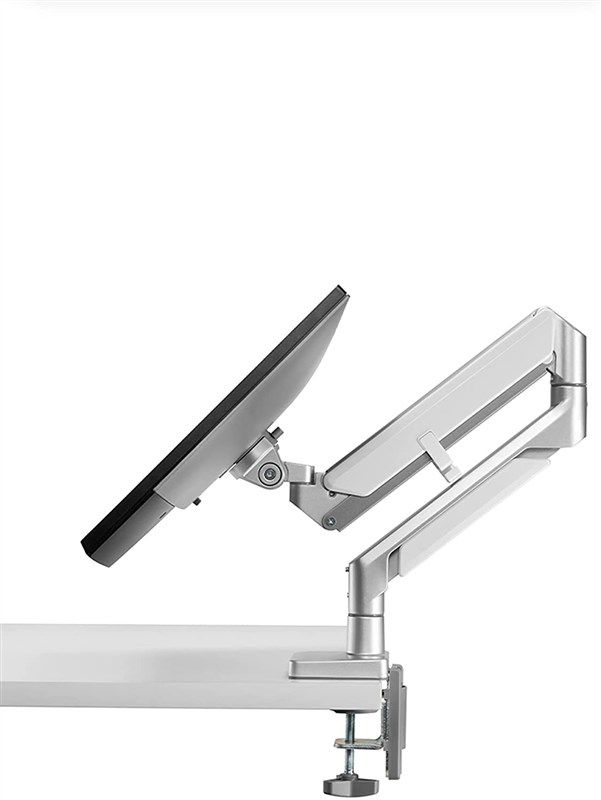 double screen computer monitor arm desk mount desktop adjustable telescopic universal mechanical cantilever support hole free base bracket 로고