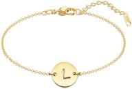 🌟 stylish and personalized: momol 18k gold plated stainless steel initial charm bracelet for women and girls logo