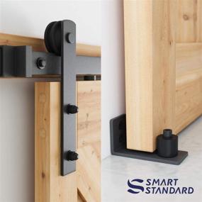 img 2 attached to 🚪 SMARTSTANDARD 6 FT Heavy Duty Sliding Barn Door Hardware Kit - Black - Complete Set with Pull Handle Set & Floor Guide - Fits 34''-36'' Wide Door Panel (I Shape Hanger)