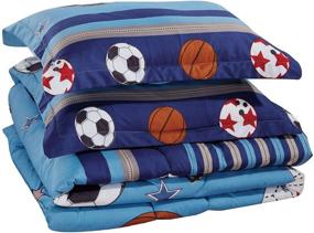 img 3 attached to Colorful 4-Piece Kids/Teens Sports Comforter Set - Soft Microfiber in 🛏️ Navy Blue, Black, Orange, Red and White: Basketball, Football, Soccer - Twin Size