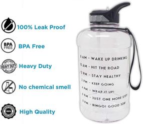 img 1 attached to 🚰 Large 64oz Half Gallon Motivational Water Bottle with Straw, Handle, Time Marker, BPA Free Jug – Transparent, Daily Water Intake Tracker