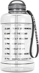 img 3 attached to 🚰 Large 64oz Half Gallon Motivational Water Bottle with Straw, Handle, Time Marker, BPA Free Jug – Transparent, Daily Water Intake Tracker