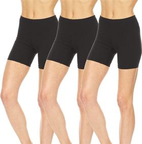 img 3 attached to Essential Elements 3 Pack: Women's Cotton Biker Shorts - Stretchy Bike Slip Yoga Exercise Undergarment Boxer Boy Shorts