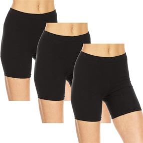 img 4 attached to Essential Elements 3 Pack: Women's Cotton Biker Shorts - Stretchy Bike Slip Yoga Exercise Undergarment Boxer Boy Shorts