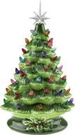 clever creations 15 inch pre lit tabletop ceramic christmas tree: hand painted holiday decoration with multicolored lights, green - reviews & deals логотип