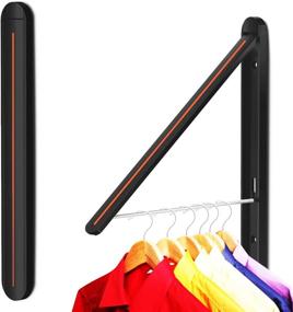 img 4 attached to Retractable Clothes Rack - Stealth Hangers, Wall-Mounted Folding Clothes Hanger Drying Rack for Laundry Room - Aluminum, Wall Decoration Hangers 1pc (Black)