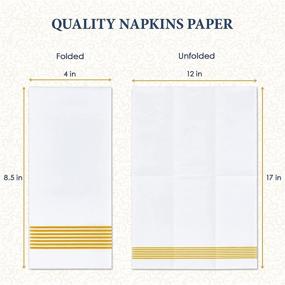 img 3 attached to 200 Packs of Linen-like Disposable Guest Towels, Multipurpose Paper Dinner Napkins for Kitchen, Disposable Hand Towels for Bathroom, Wedding & Party Napkins – Striped Gold