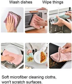 img 3 attached to 🧽 10-Pack of Super Absorbent Kitchen Cloths, Coral Velvet Dish Towels, Nonstick Oil Washable Fast Drying Dishtowels - Random Color Assortment