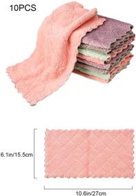 img 2 attached to 🧽 10-Pack of Super Absorbent Kitchen Cloths, Coral Velvet Dish Towels, Nonstick Oil Washable Fast Drying Dishtowels - Random Color Assortment