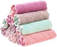 🧽 10-pack of super absorbent kitchen cloths, coral velvet dish towels, nonstick oil washable fast drying dishtowels - random color assortment logo