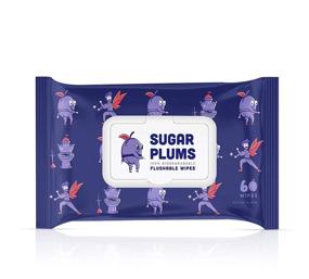 img 4 attached to SUGAR PLUMS Flushable Wet Wipes: 60 Ct Pack - 100% Biodegradable Plant Fibers 🧻 - In-Home Bathroom Use - Sewer & Septic Safe - Aloe Vera & Vitamin E Infused