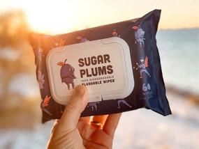 img 1 attached to SUGAR PLUMS Flushable Wet Wipes: 60 Ct Pack - 100% Biodegradable Plant Fibers 🧻 - In-Home Bathroom Use - Sewer & Septic Safe - Aloe Vera & Vitamin E Infused