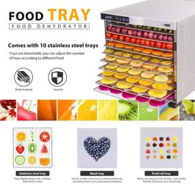 img 1 attached to 🍽️ VIVOHOME Stainless Steel Electric 1000W Commercial Food Dehydrator - 10 Trays, Digital Timer & Temperature Control - Fruit, Vegetable, Meat, Beef Jerky Maker - ETL Listed