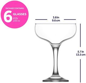 img 1 attached to 🍸 LAV Coupe Cocktail Glasses - Set of 6 Coupe Glasses - 8 Oz Manhattan Cocktail Glasses - Clear Short Stem Champagne Cocktail Glasses - Martini Cocktail Glasses - European Made