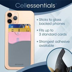 img 2 attached to 📱 USA Merchant - Cellessentials Redesigned Silicone Stick-On Card Holder for iPhone, Android & Smartphones - Convenient Wallet Pocket for Credit, ID, and Business Cards (Black, White, Grey)