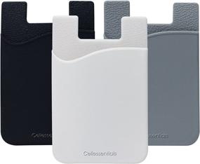 img 4 attached to 📱 USA Merchant - Cellessentials Redesigned Silicone Stick-On Card Holder for iPhone, Android & Smartphones - Convenient Wallet Pocket for Credit, ID, and Business Cards (Black, White, Grey)