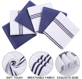 img 3 attached to 🧽 Homaxy 100% Cotton Waffle Weave Stripe Dish Cloths, 12 x 12 Inches, Highly Absorbent Dish Towels for Quick Drying, 6-Pack in White & Navy Blue