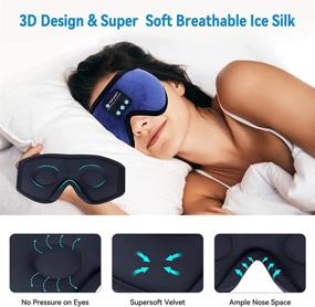 img 2 attached to TOPLANET Bluetooth Sleep Headphones with Auto-Off Timer and 3D Sleep Eye Mask - Wireless Bluetooth Sleeping Headphones with HD Speaker, ideal for Side Sleepers, Insomnia, Meditation... (Blue)