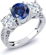 💍 sterling silver women's jewelry with simulated sapphire 3 stone logo