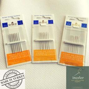 img 2 attached to Inceler Cross Stitch Supplies: White Aida Cloth 14 Count, 59x39 Inch, Bundle with DMC 3 Pack Needles - Total 18 Needles