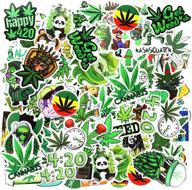 🌿 zonon 200-piece funny weed stickers: green graffiti decals for water bottles, phone, laptop, and more - vinyl waterproof mixed leaves stickers for personalizing your gear! logo