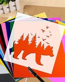 img 2 attached to 🌲 GSS Designs Mountain Forest Bear Stencil (2 Pack) - Reusable Stencil for Walls - Art Painting for Wall Canvas Furniture Cards Decor (SL-060)