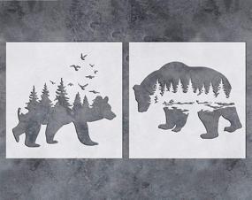 img 4 attached to 🌲 GSS Designs Mountain Forest Bear Stencil (2 Pack) - Reusable Stencil for Walls - Art Painting for Wall Canvas Furniture Cards Decor (SL-060)