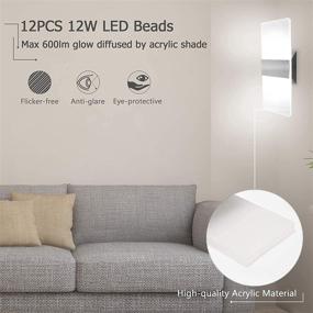 img 2 attached to 🌟 Enhance Your Living Space with Stepless Dimming LED Wall Sconce: JACKYLED 12W Set of 2 LED Wall Lamp with Remote Control - Acrylic Material, Hardwired, Wall Mounted Wall Lights for Hallway, Bedroom, Porch, Stairway, Living Room