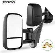 🔀 scitoo towing mirrors for chevy & gmc: exterior accessories for 2008-2013 silverado & sierra 1500/2500hd/3500 (fit 07 new body style) - manual telescoping, folding & convex glass control logo