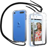 ipod touch 7 case with neck cord lanyard strap - crystal clear, shock drop proof cover with built-in screen protector - slim fit design for christmas - owkey logo