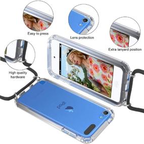 img 2 attached to iPod Touch 7 Case with Neck Cord Lanyard Strap - Crystal Clear, Shock Drop Proof Cover with Built-in Screen Protector - Slim Fit Design for Christmas - OWKEY