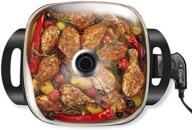 🍳 premium electric ceramic titanium skillet jumbo with tempered glass lid – deep dish, non-stick coating, easy clean up, 12"x12 logo