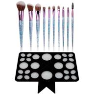 набор профессиональных кистей для макияжа "ultimate makeup brush set": 10 кистей, блестящие ручки, стойка для сушки и держатель (черный матовый, 26 отверстий) логотип