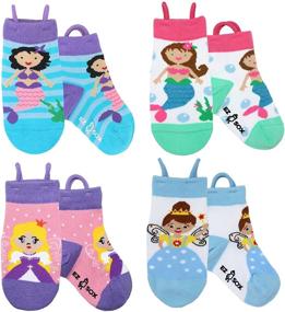 img 4 attached to 🧦 EZSOX Toddler Girls Socks - Seamless Toe, Non-Skid Grips, Cotton, Pull-Up Loops