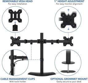 img 2 attached to Mount-It! - Двухэкранный стенд для монитора - Крепление для 2 мониторов размером от 19 до 32 дюймов - 🖥️ Независимая установка и вариант с креплением через отверстие - Прочные поворотные регулируемые по высоте руки - Совместимость с VESA