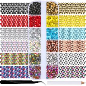 img 4 attached to 💎 JOVITEC 1680 Pieces Hot Fix Glass Flatback Rhinestones HotFix Round Crystal Gems 4 MM in Storage Box with Tweezers and Picking Rhinestones Pen - 12 Colors, 4 mm - Ideal for DIY Projects, Crafts, and Embellishments