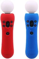 🎮 2-pack protective silicone rubber covers for playstation ps4 vr move and ps move motion controllers - anti-slip, red and blue logo