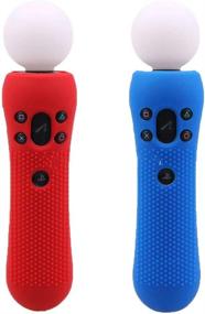img 1 attached to 🎮 2-Pack Protective Silicone Rubber Covers for Playstation PS4 VR Move and PS Move Motion Controllers - Anti-Slip, Red and Blue