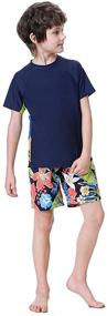 img 1 attached to Premium Long Sleeve Boys Swimsuit Set - Size 5-14 Years | Rash Guard Bathing Suit with UV Protection