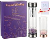 🌸 kungfubull healing crystal water bottle: ultimate tea infuser & gemstone tumbler for spiritual wellness - amethyst & rose quartz infused логотип