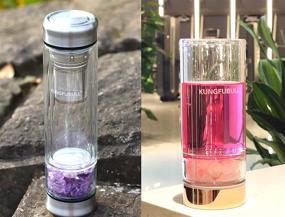 img 1 attached to 🌸 Kungfubull Healing Crystal Water Bottle: Ultimate Tea Infuser & Gemstone Tumbler for Spiritual Wellness - Amethyst & Rose Quartz Infused