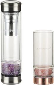 img 3 attached to 🌸 Kungfubull Healing Crystal Water Bottle: Ultimate Tea Infuser & Gemstone Tumbler for Spiritual Wellness - Amethyst & Rose Quartz Infused