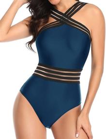 img 3 attached to 👙 Tempt Me K190704 B M Me Women Crisscross One Piece Swimsuit Tummy Control Bathing Suit Black Women's Clothing: Stylish and Slimming Swimwear for Women